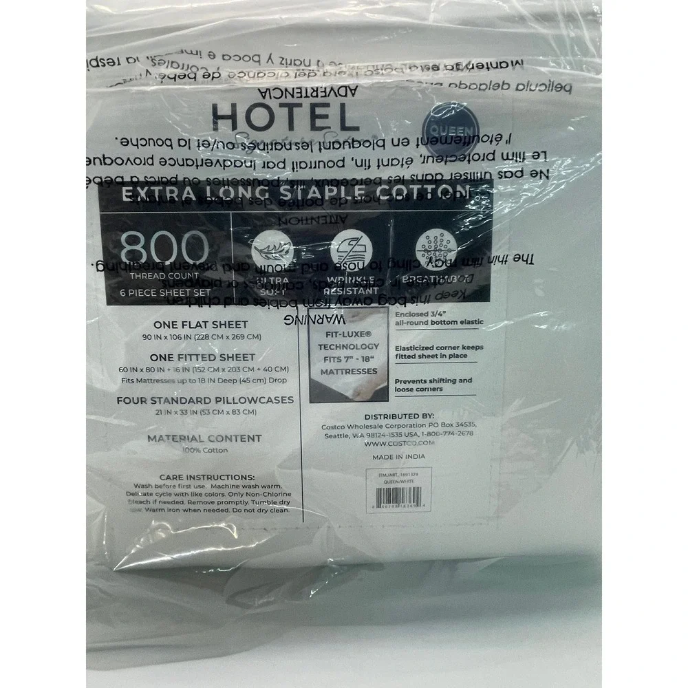 Hotel Signature Sateen 6 Piece Sheet Set Queen White NEW 800 Thread Count Cotton
